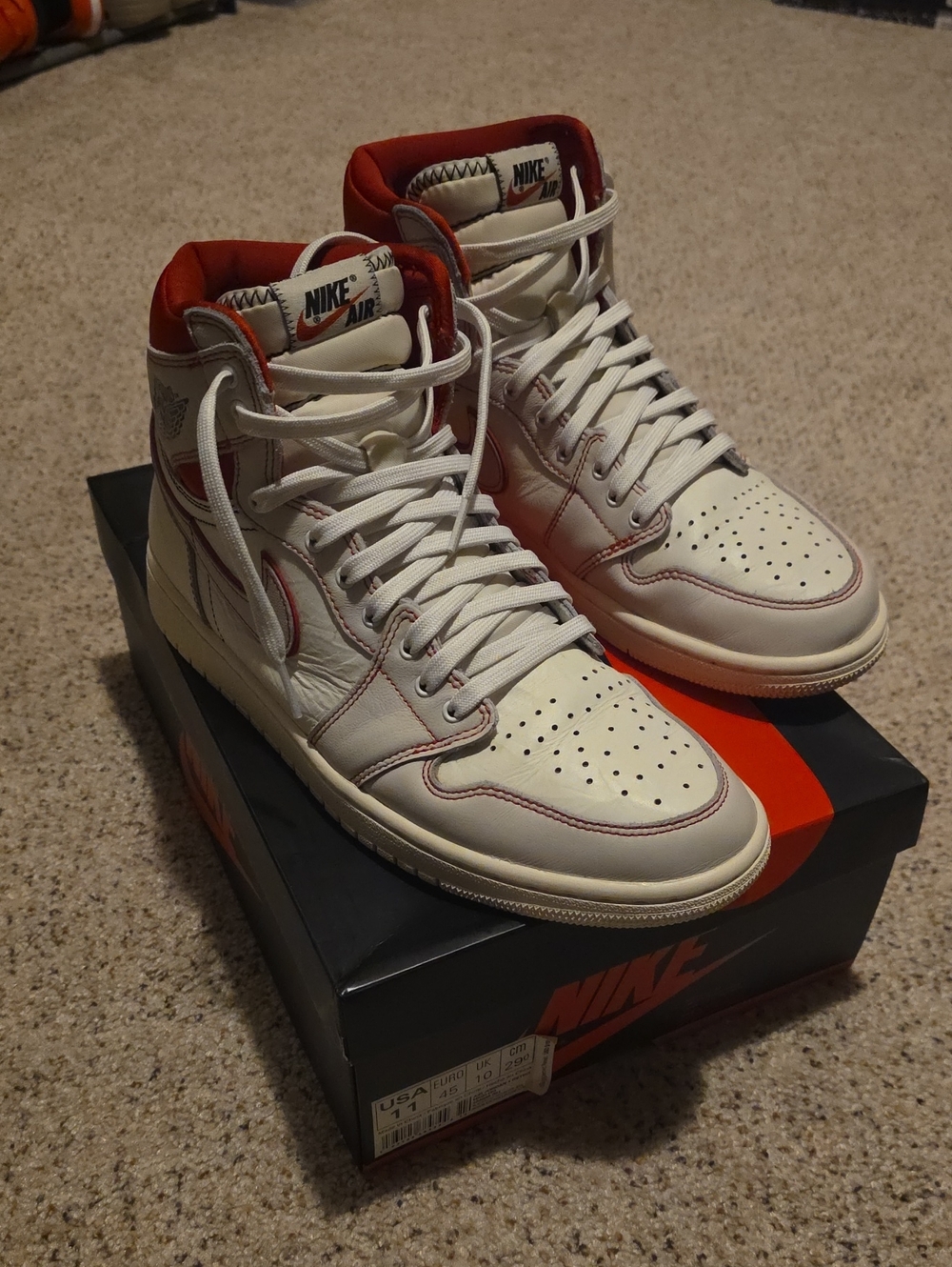 Nike Air Jordan 1 High Sneakers - White with Red